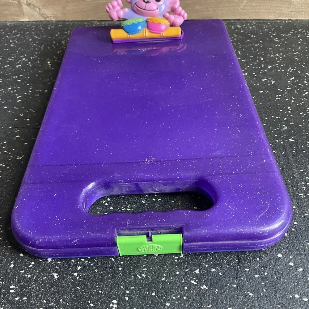 VTG LISA FRANK Funky Monkey Bongo Purple Hard‎ Plastic Clipboard Supply Case